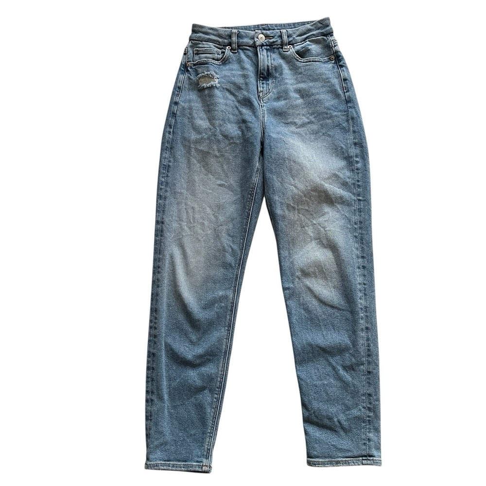 American Eagle Women's Size 0 Curvy Mom Jean Light Wash Distressed